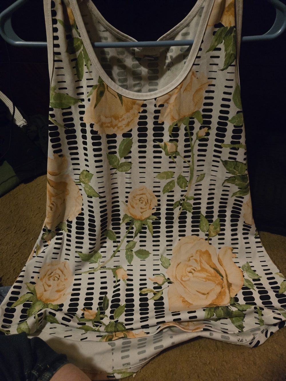 Others Follow White Tank Top with Yellow Rose Floral Print